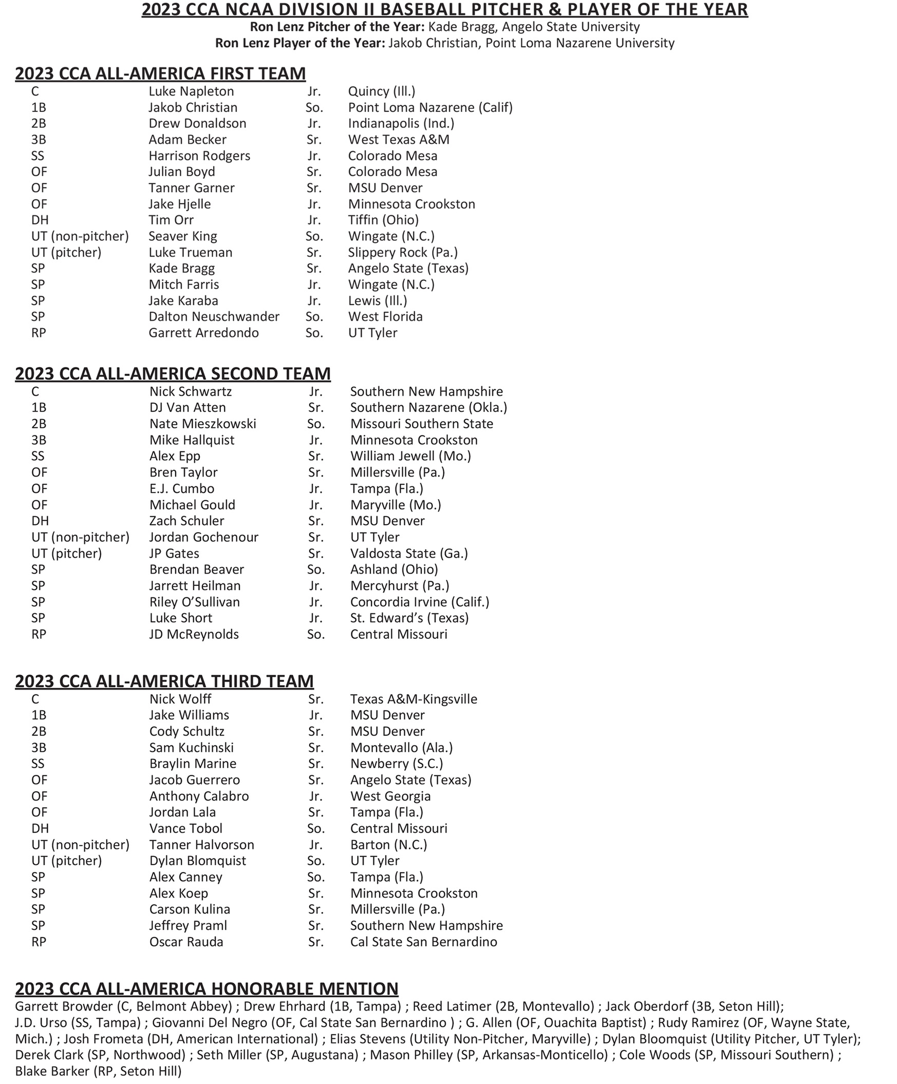 2023 D2CCA All-America Teams